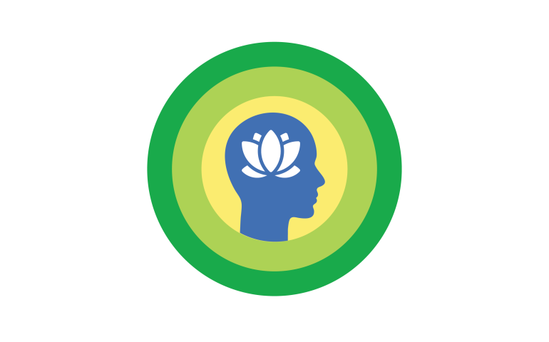 Circle icon head graphic with lotus flower